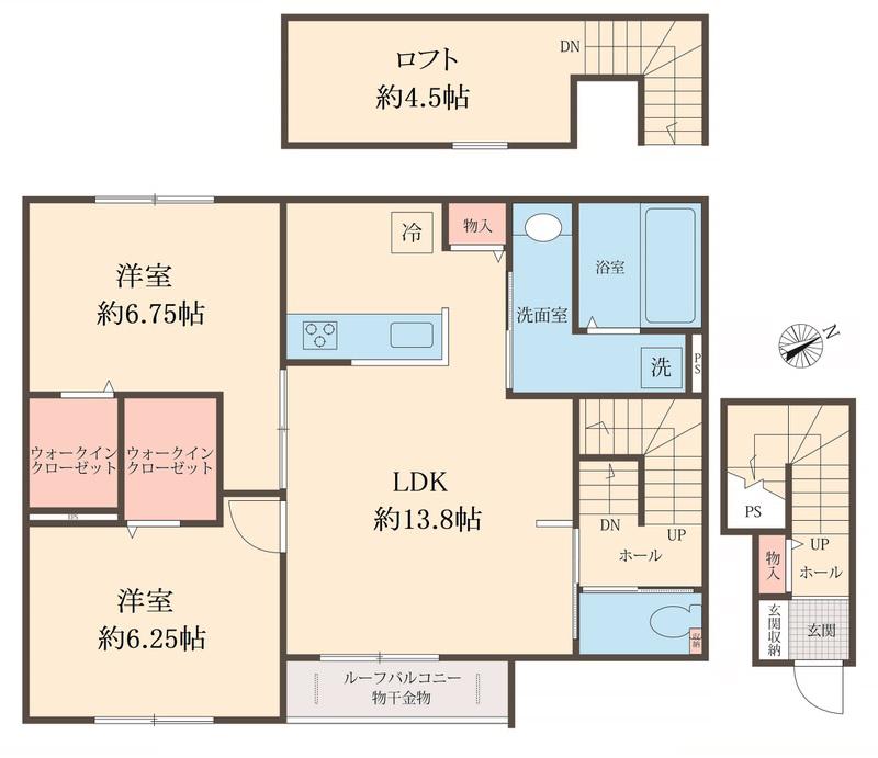  町田市森野四丁目(2LDK/2階)の間取り写真