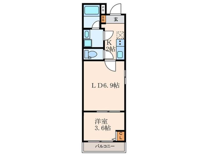 ACT塚本5丁目(1LDK/1階)の間取り写真