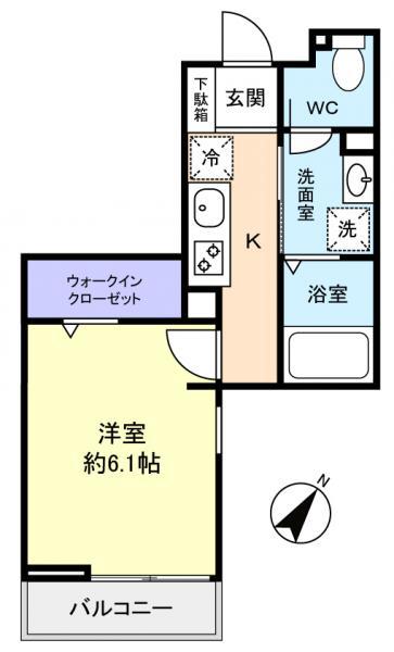 サイドリバーH(1K/3階)の間取り写真