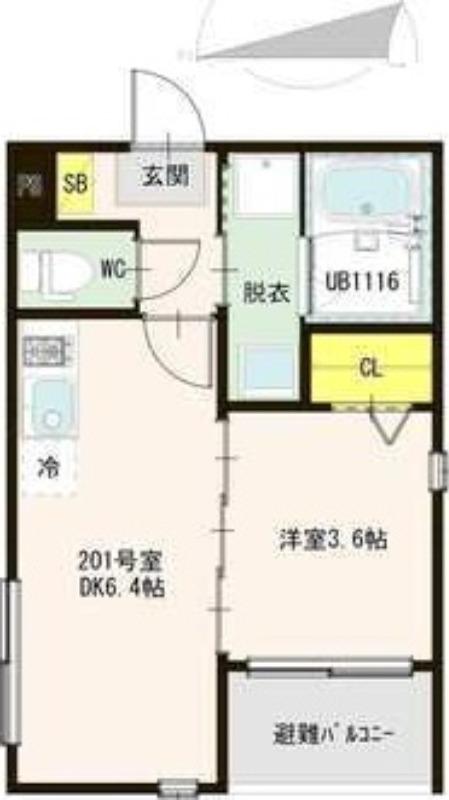 高松1丁目A(1DK/2階)の間取り写真