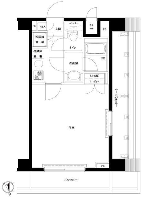 ルーブル浜田山(1K/5階)の間取り写真