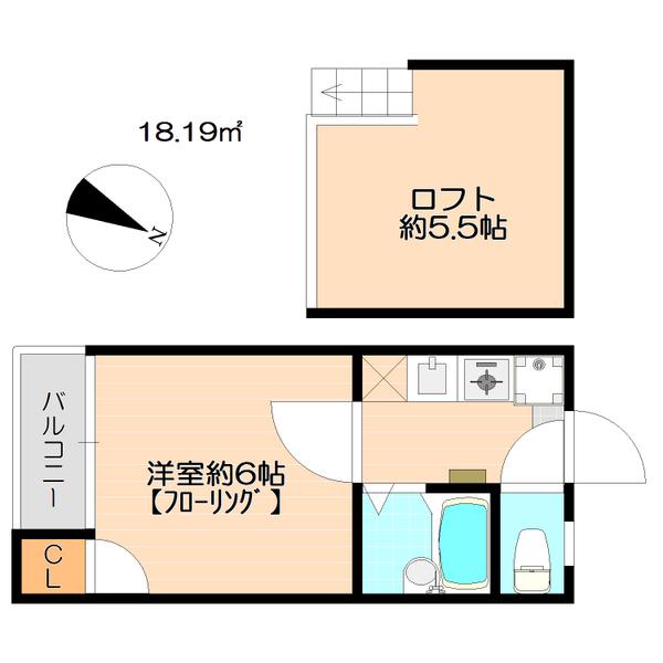プルミエールII(1K/1階)の間取り写真