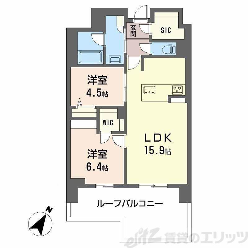 リビエナ グラン 新梅田(2LDK/7階)の間取り写真
