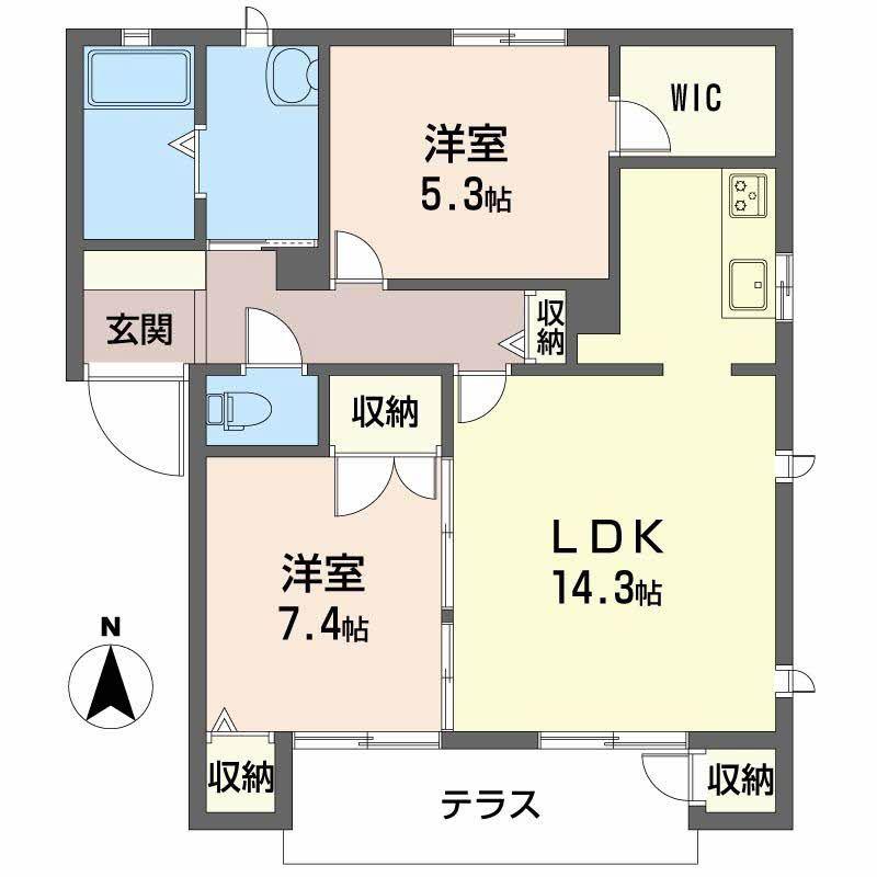 LAKESIDE宝ヶ池(2LDK/1階)の間取り写真