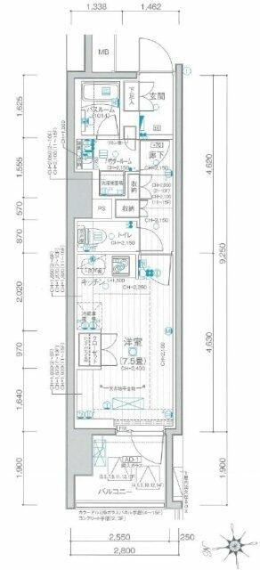 デュオステージ蒲田(ワンルーム/3階)の間取り写真