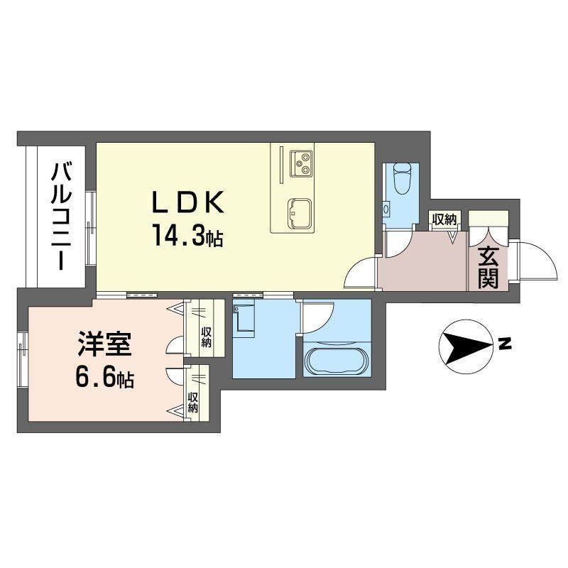 グレイッシュフジシマ(1LDK/1階)の間取り写真