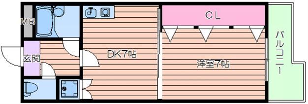 エイチ・ツーオー今川(1DK/2階)の間取り写真
