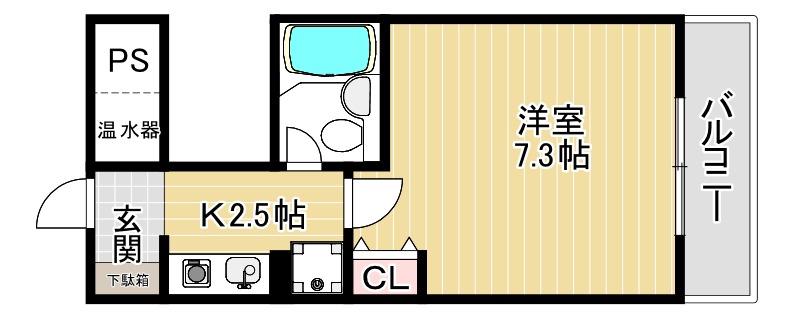 アスライフ湊川公園(1K/2階)の間取り写真