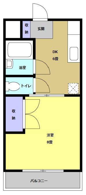 スカイコート三門(1DK/2階)の間取り写真