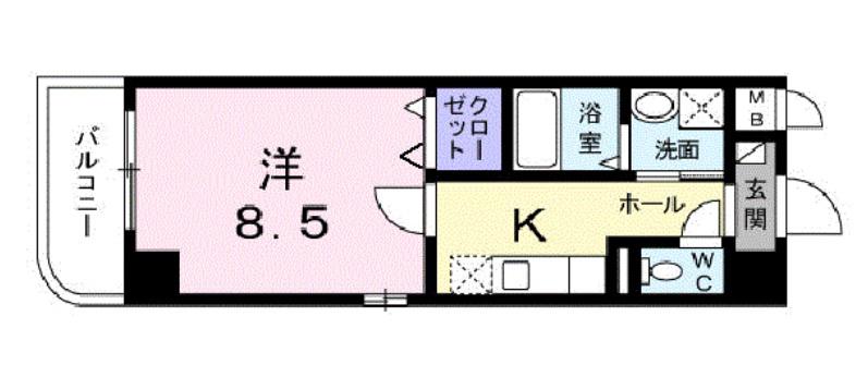 ジェルメ(1K/8階)の間取り写真