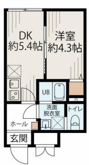 ル・シエル西新宿(1DK/2階)の間取り写真
