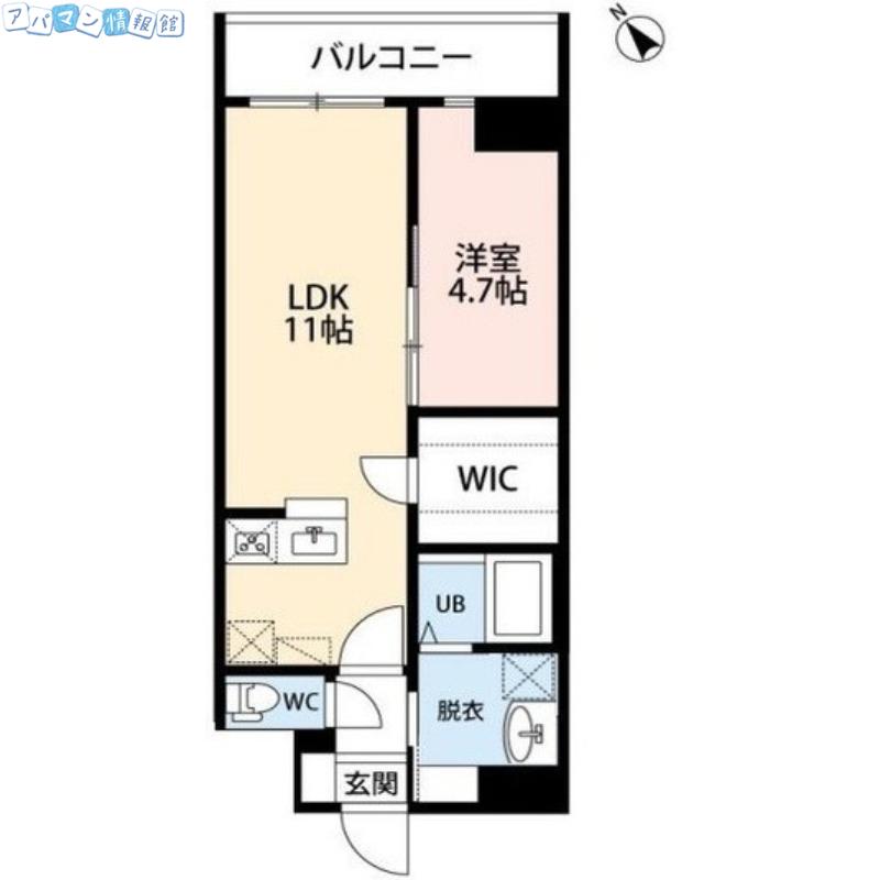 リベラ上大川前(1LDK/3階)の間取り写真
