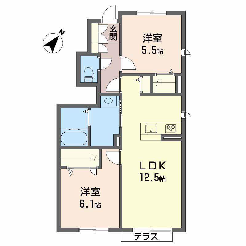 シャーメゾンHADA(2LDK/1階)の間取り写真