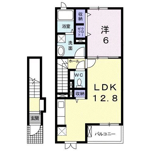 カサエテルノII(1LDK/2階)の間取り写真