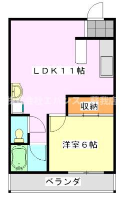 イーストジェム稲荷町(1LDK/3階)の間取り写真