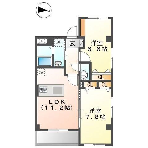 グランドゥール(2LDK/3階)の間取り写真