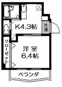 エスティ21(1K/7階)の間取り写真