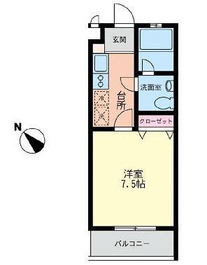 シャレー21(1K/2階)の間取り写真