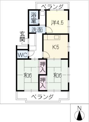 サンシティ小池(3K/4階)の間取り写真