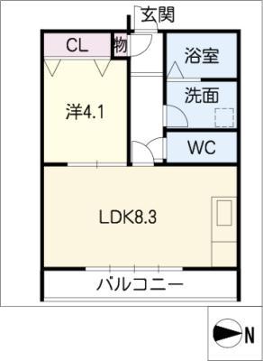COCOA(1LDK/1階)の間取り写真