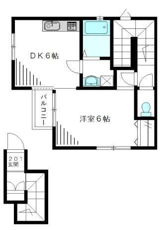 メゾン大国(1DK/2階)の間取り写真