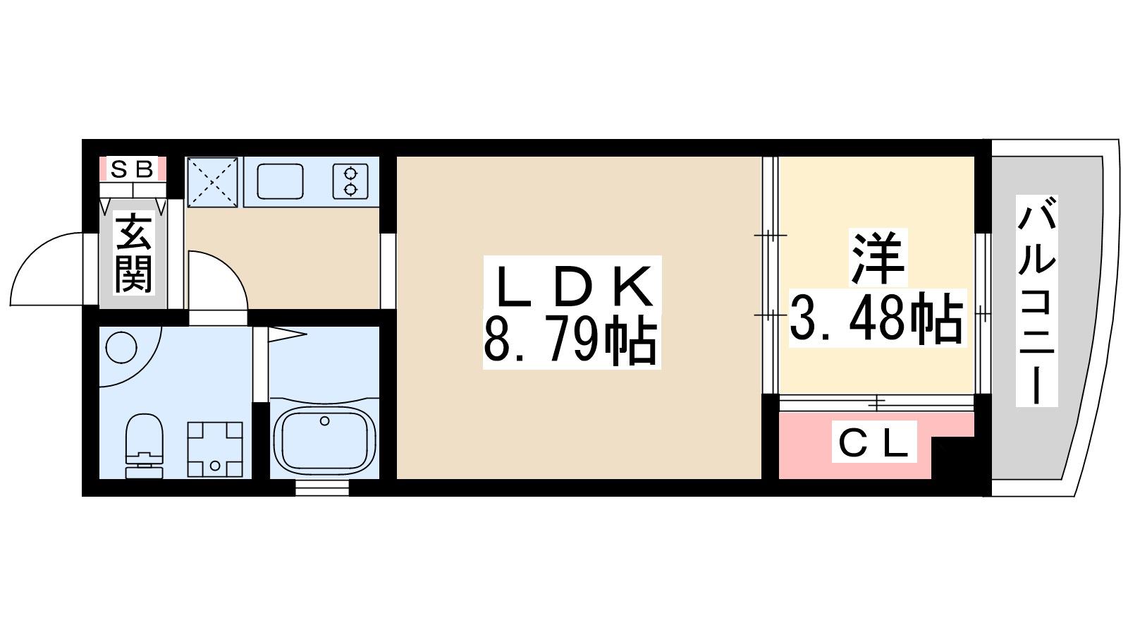 アーバンフラッツ江坂(1LDK/13階)の間取り写真