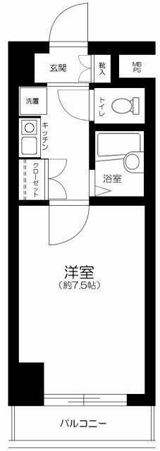 エクセリア文京池之端(1K/1階)の間取り写真