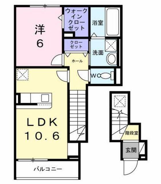 グロウヒルズ(1LDK/2階)の間取り写真