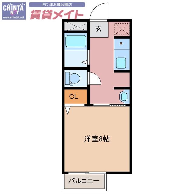 ピアコート栗真(1K/1階)の間取り写真