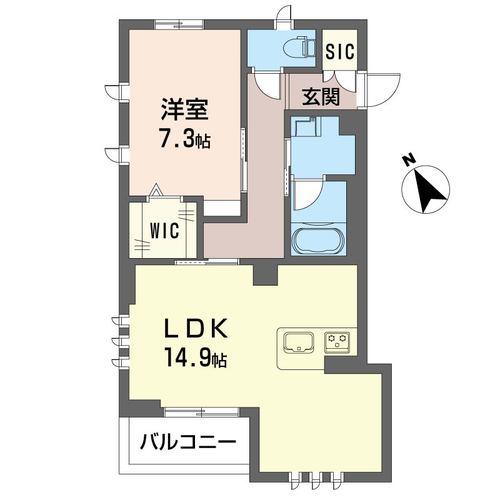 グランツルーエ港北(1LDK/3階)の間取り写真
