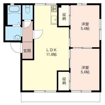 ハイツアゼリア B(2LDK/1階)の間取り写真