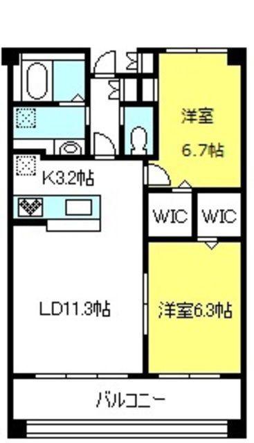GRAND CHARIOT(2LDK/4階)の間取り写真