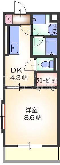 ステュディオ(1K/1階)の間取り写真