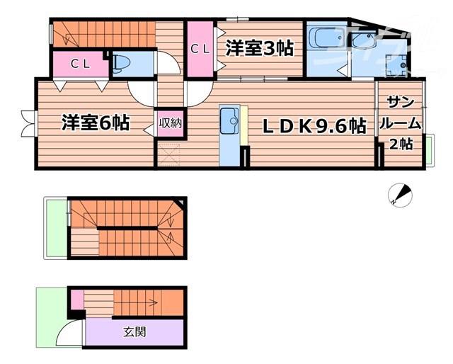 グランデ-ジ(2LDK/3階)の間取り写真