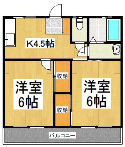 クリスタルハイツ(2DK/1階)の間取り写真