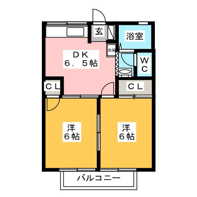 コーポサンライズB棟(2DK/2階)の間取り写真