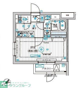 リライア西調布(1K/1階)の間取り写真