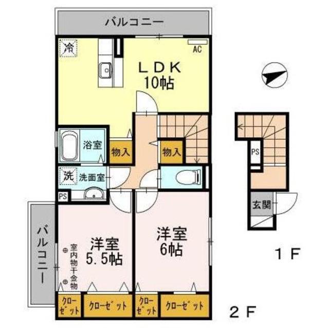 コンソラータ(2LDK/2階)の間取り写真