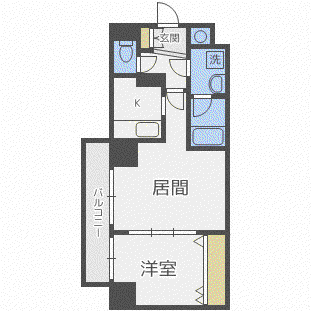 ビッグパレス南5条(1LDK/4階)の間取り写真