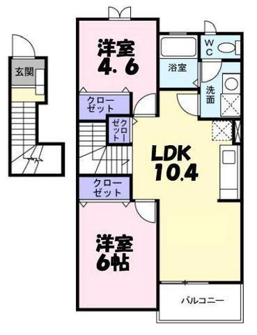 ロイテハオス(2LDK/2階)の間取り写真
