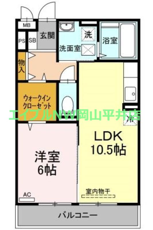 エスポワール青江(1LDK/2階)の間取り写真