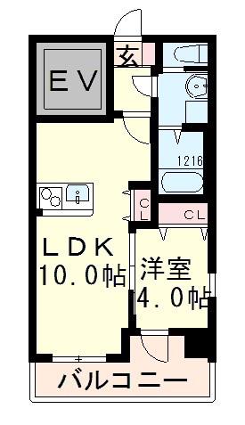 REGINA COURT大津石山(1LDK/10階)の間取り写真