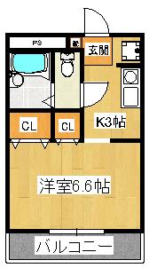 ロミオ&ジュリエット(1K/2階)の間取り写真
