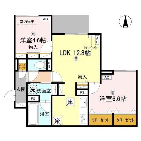 クラシスト新金岡(2LDK/1階)の間取り写真