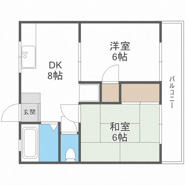 御笠ビル(2DK/2階)の間取り写真