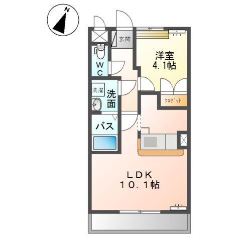 ラティール(1LDK/2階)の間取り写真