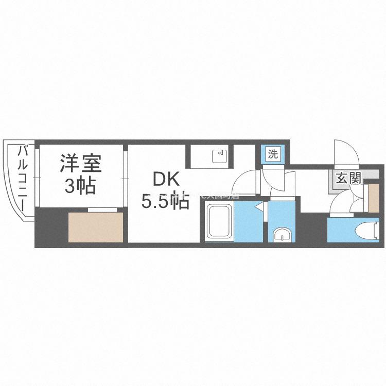 SERENITE本町REFLET(1DK/7階)の間取り写真