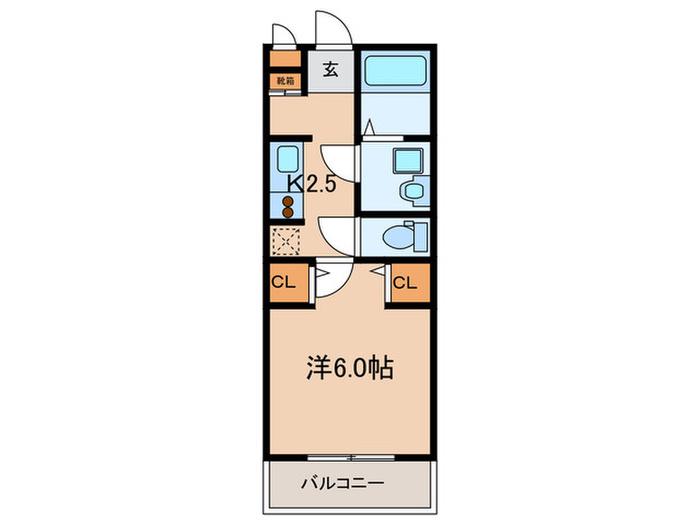 MONASO甲子園口(1K/1階)の間取り写真