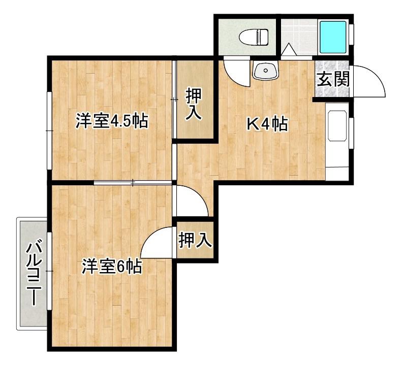 ハイツ奈香緒(2K/2階)の間取り写真