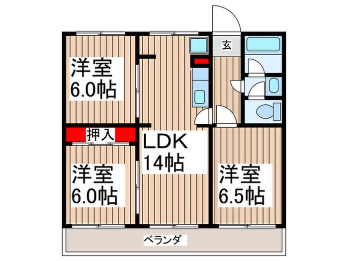 ライオンズマンション仏子2号棟(3LDK/4階)の間取り写真